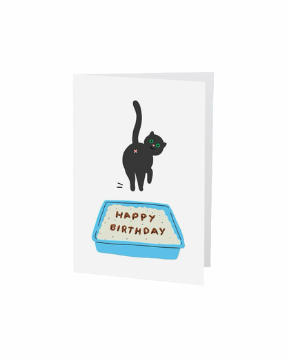 Birthday Cat Poop Greetings Card