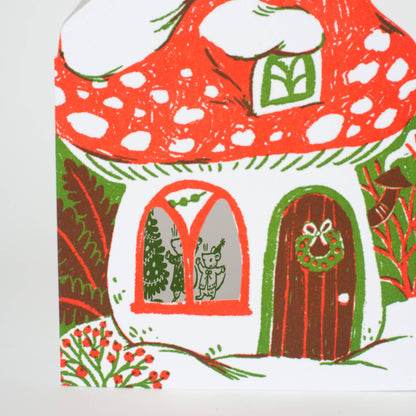 Merry Mushroom House Christmas Card
