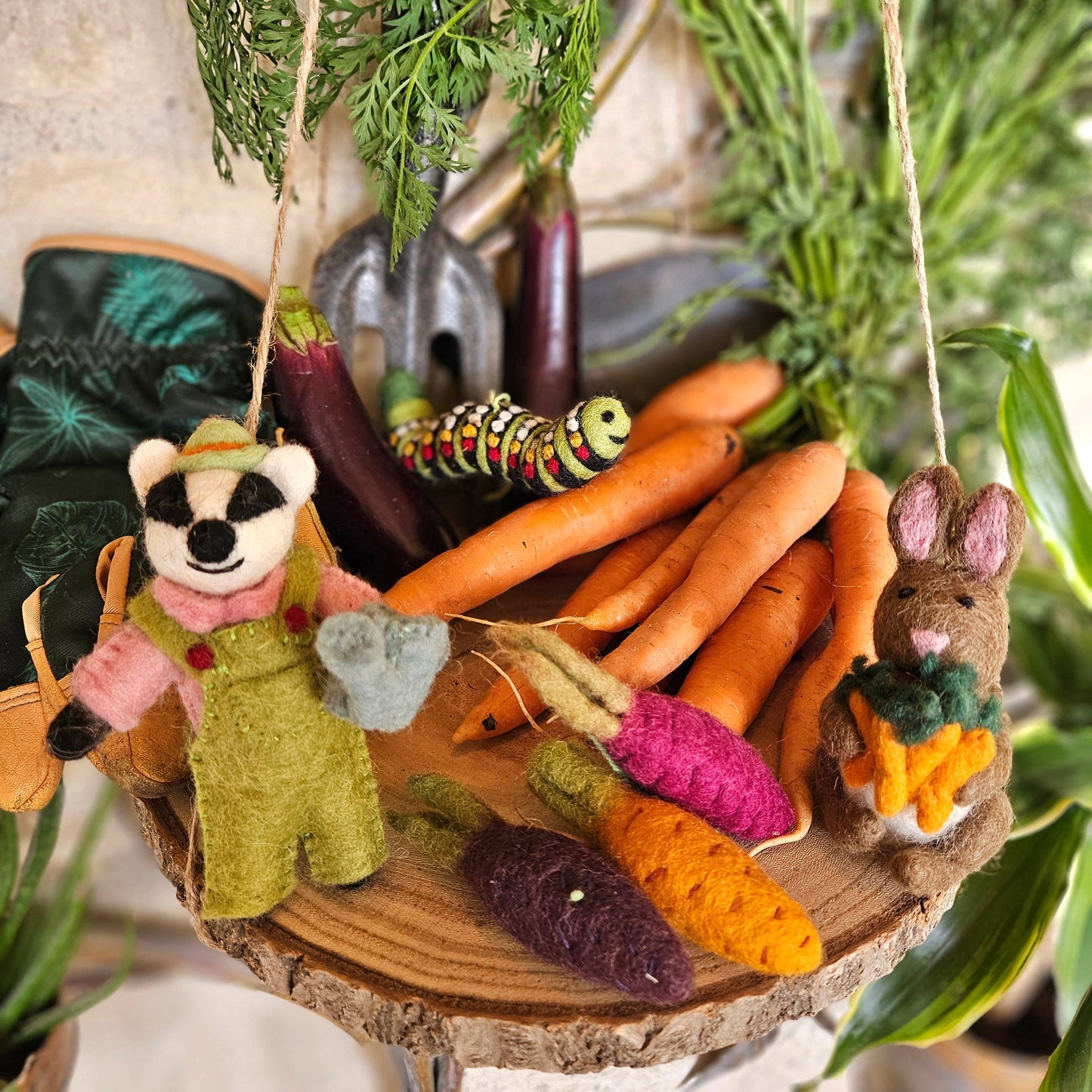 Gus the Gardening Badger Felt Decoration