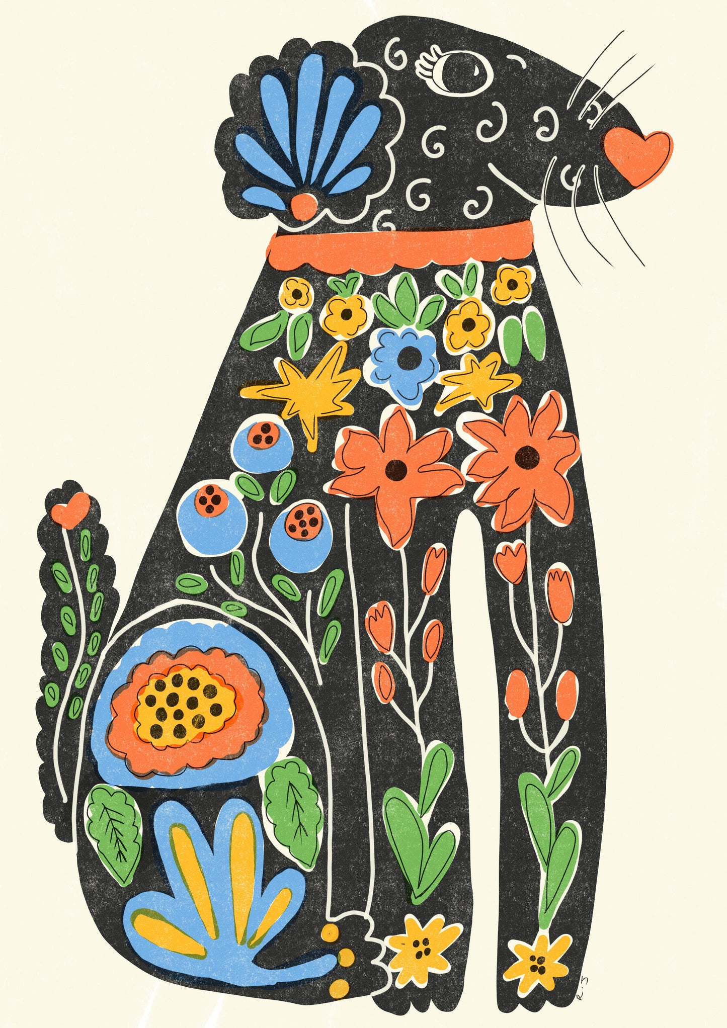 Funky Dog A4 Print