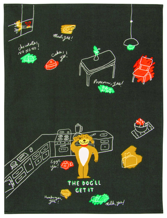 The Dog'll Get It Dish Towel