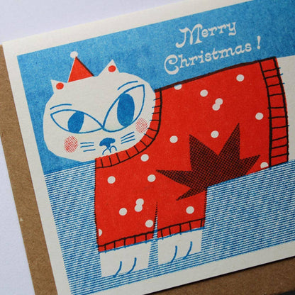 Christmas Cat Riso Card