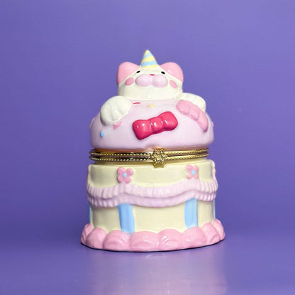 Birthday Cake Bear Hand Painted Trinket Box