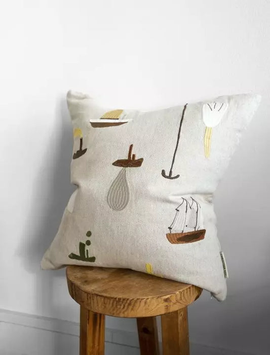 Sail with Me Embroidered Cushion