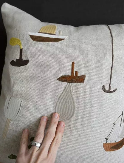 Sail with Me Embroidered Cushion