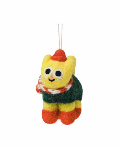 Hans, Cat in Winter Clothes Felt Decoration