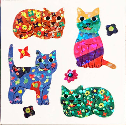 Sparkle Groovy Cats Sticker Sheet
