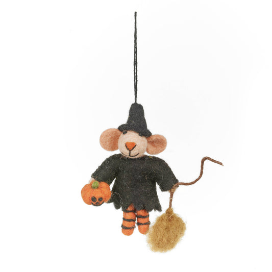 Handmade Felt Glinda Mouse Halloween Witch Hanging Dec
