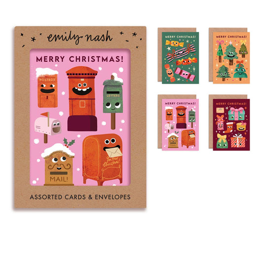 Funny Faces - Box of 8 Christmas Cards