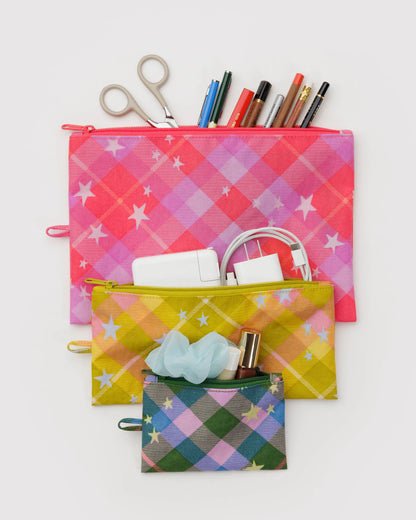 Star Plaid Flat Pouch