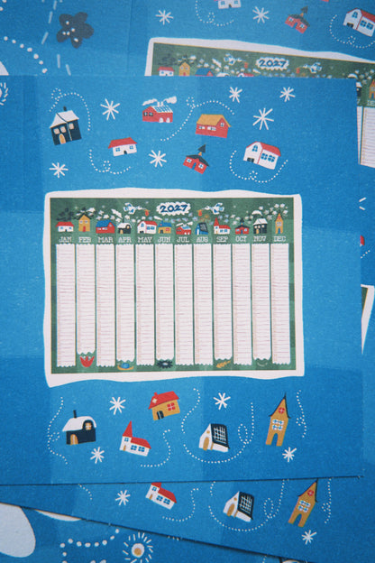 2027 Illustrated Folk Art Wall Planner