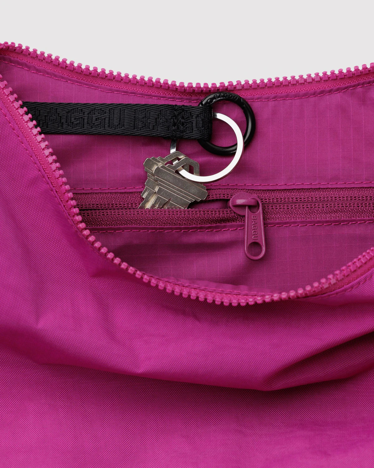 Deep Fuchsia Medium Nylon Crescent Baggu