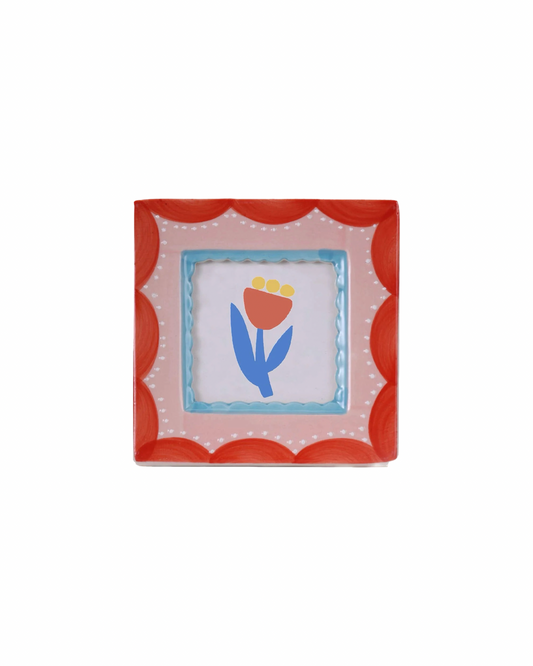 Red Scallop Ceramic Photo Frame