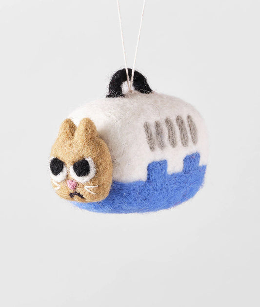 Coco, Cat in Carrier  - Felt Hanging Decoration