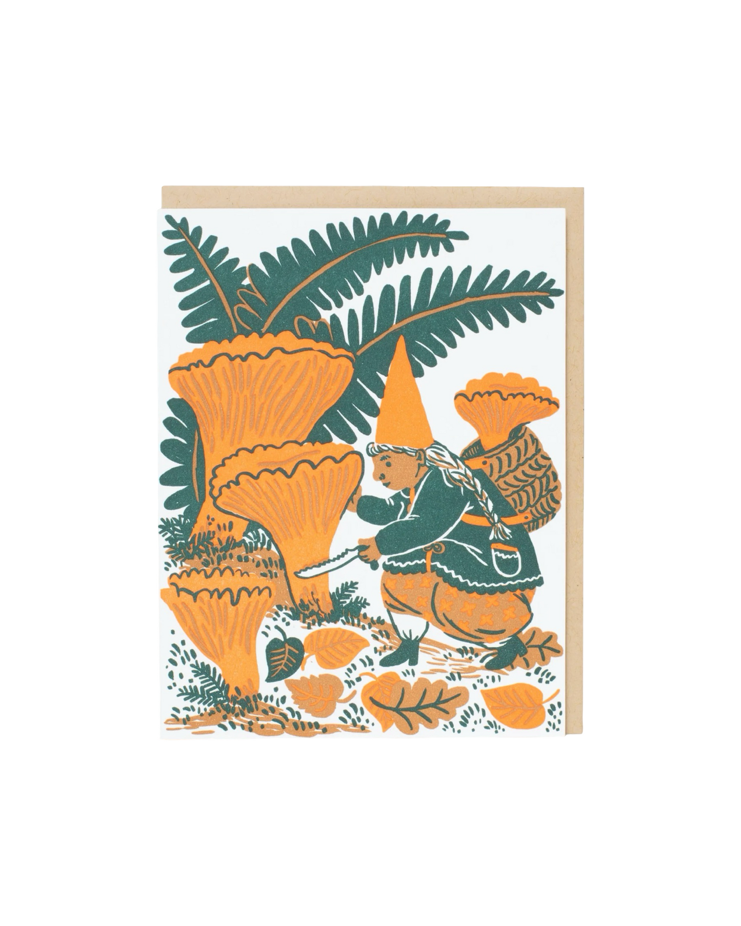 Mushroom Picking Gnome Card