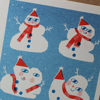 Melting Snowman Riso Christmas Card