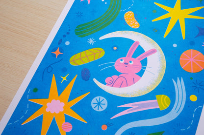 Space Bunny A3 Risograph Print