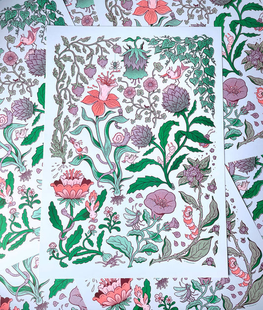 Bugs, Birds, Blooms A3 Riso Print