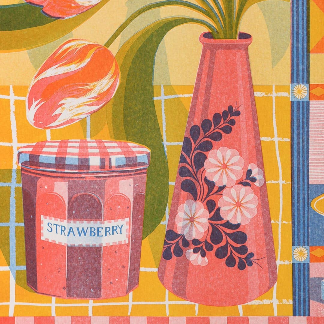 Teapot & Tulip A3 Risograph Print