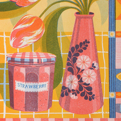 Teapot & Tulip A3 Risograph Print