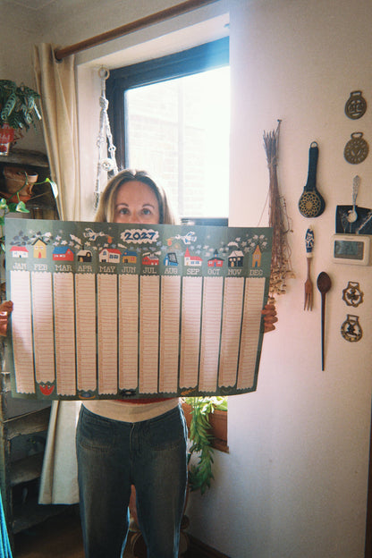 2027 Illustrated Folk Art Wall Planner