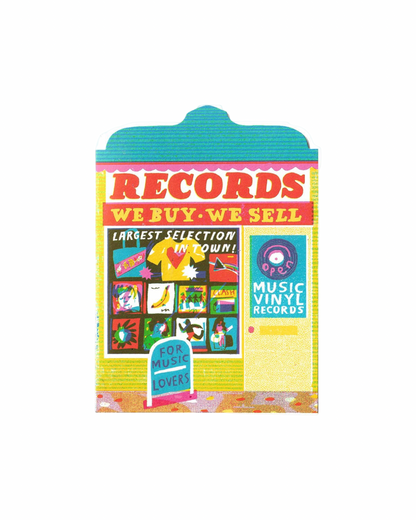Record Shop Die Cut Card