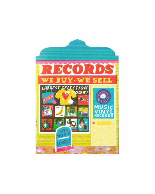 Record Shop Die Cut Card