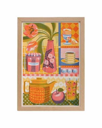 Teapot & Tulip A3 Risograph Print