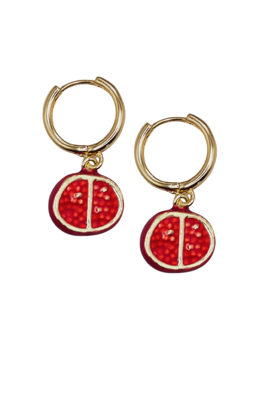Pomegranate Charm Huggie Hoops