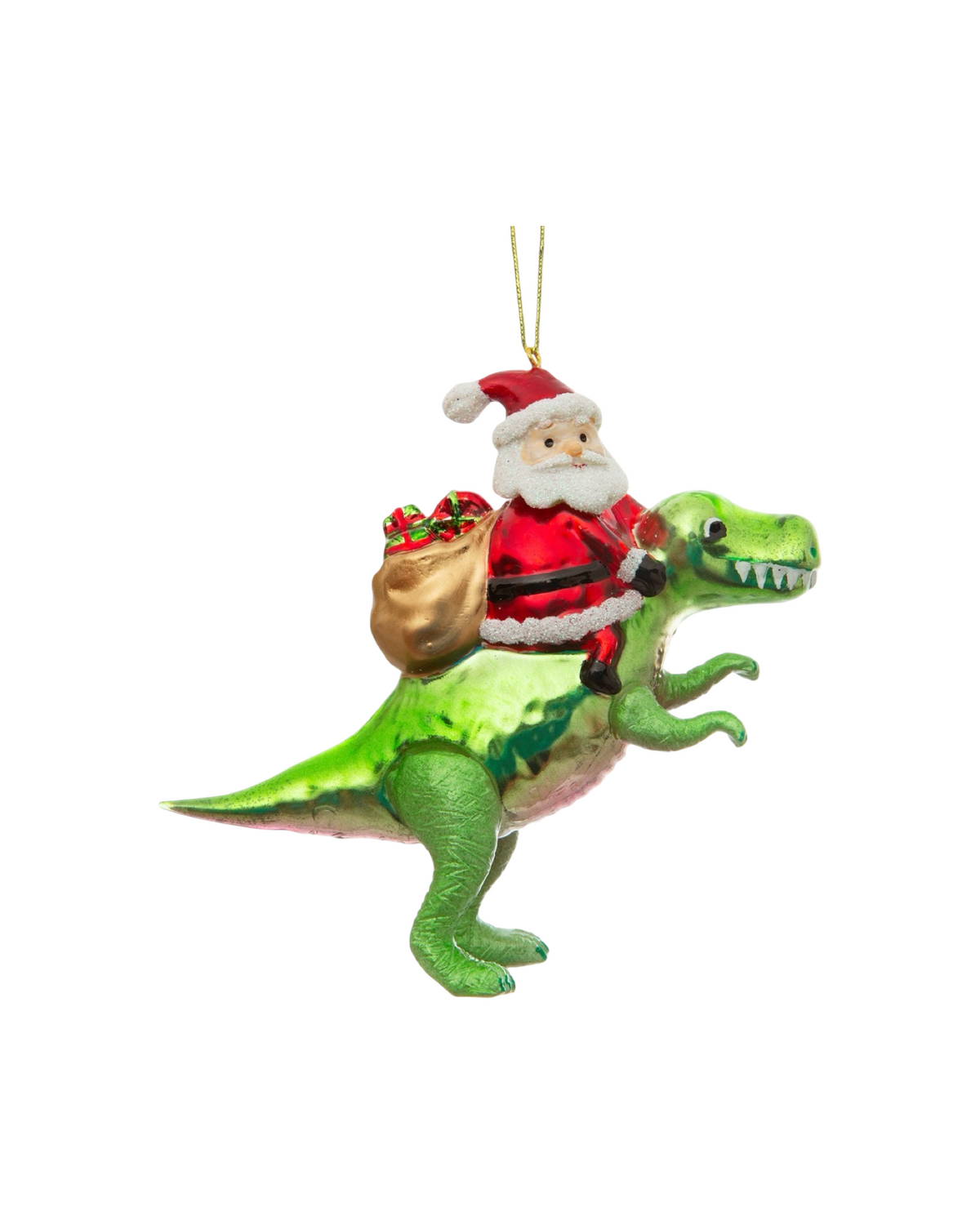 Santa Riding a Dinosaur Shaped Decoration