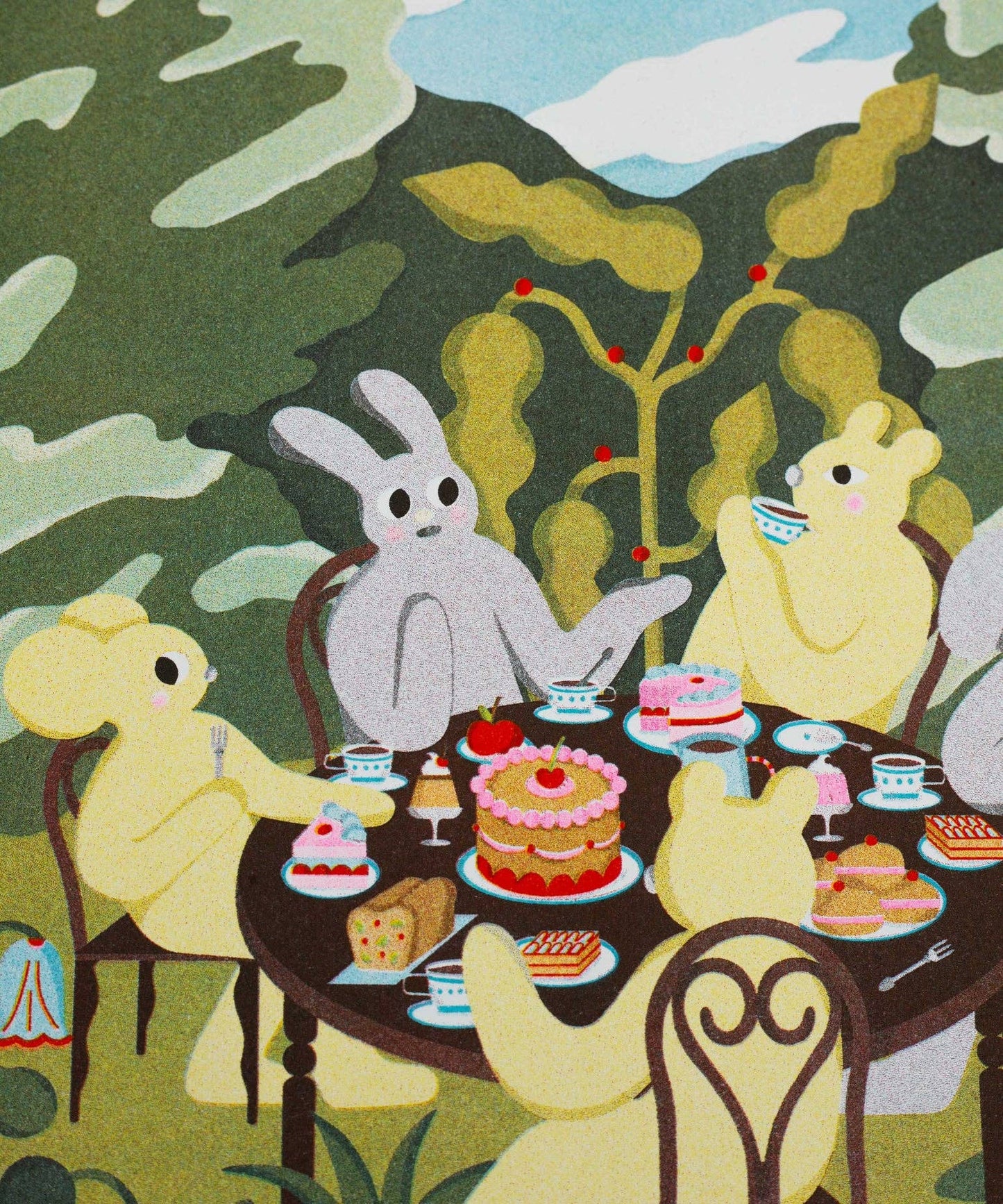 Tea Time in the Garden - Magda Chmielowska A3 Print