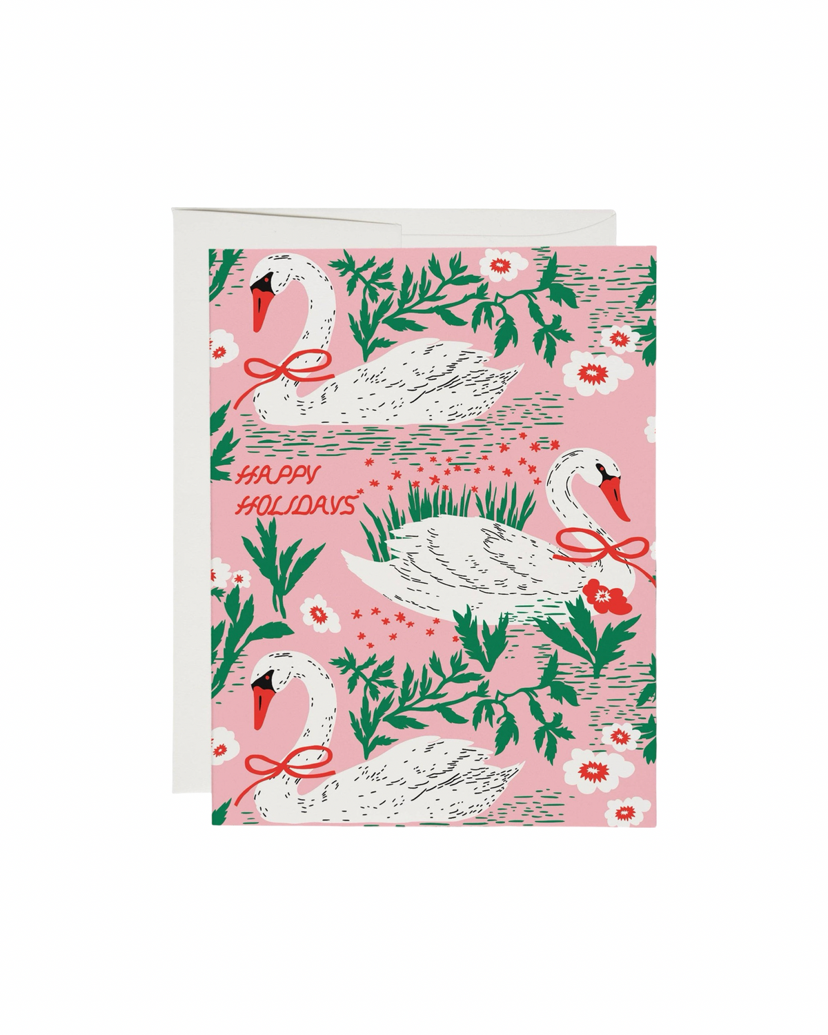 Holiday Swans Christmas Card