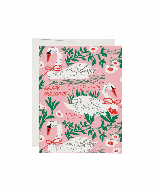Holiday Swans Christmas Card