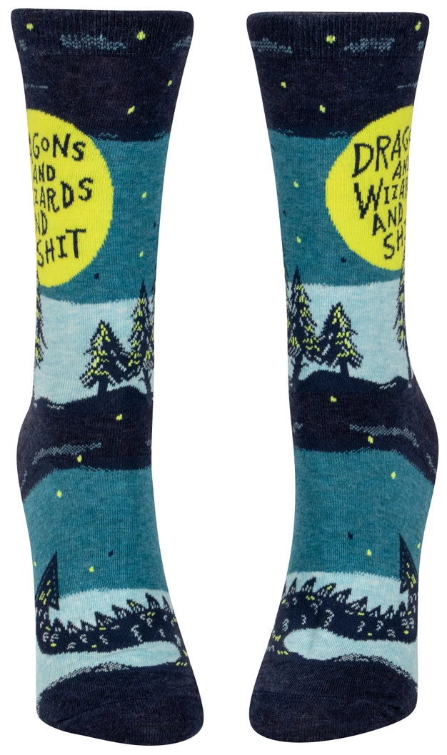 Dragons and Wizards and Shit Womens Socks
