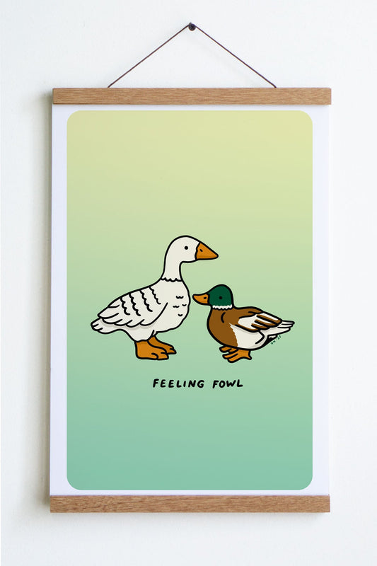 Feeling Fowl Print- Yellow Green Gradient
