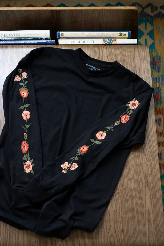 Flower Chain Long Sleeve Shirt - Black