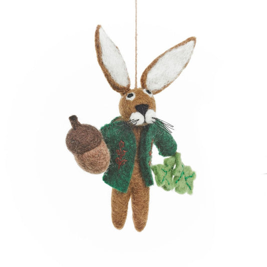Cedric the Hare Handmade Hanging Felt Decoration