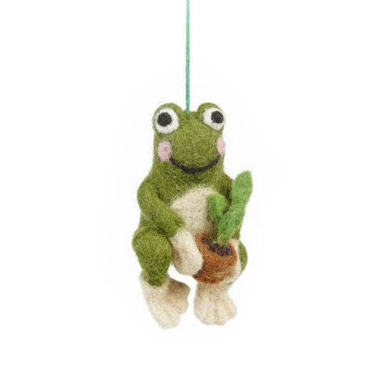 Frederick the Frog Handmade Hanging Felt Decoration