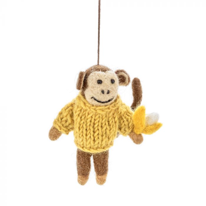 Melvin the Monkey Handmade Felt Hanging Decoration