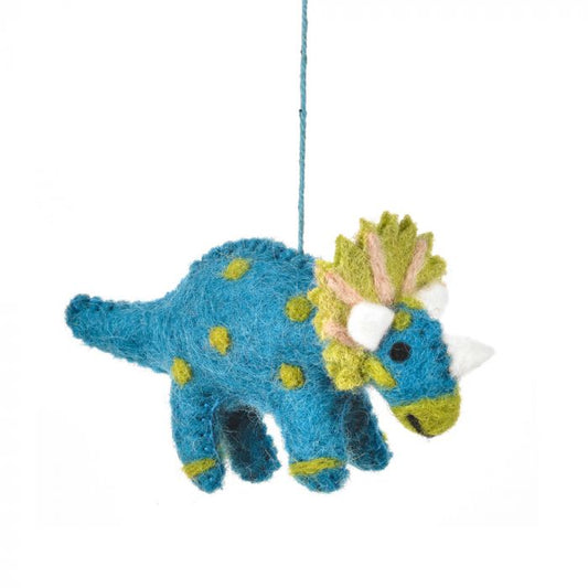 Tommy Triceratops Handmade Felt Hanging Decoration