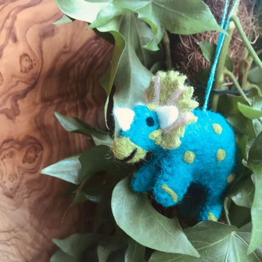 Tommy Triceratops Handmade Felt Hanging Decoration