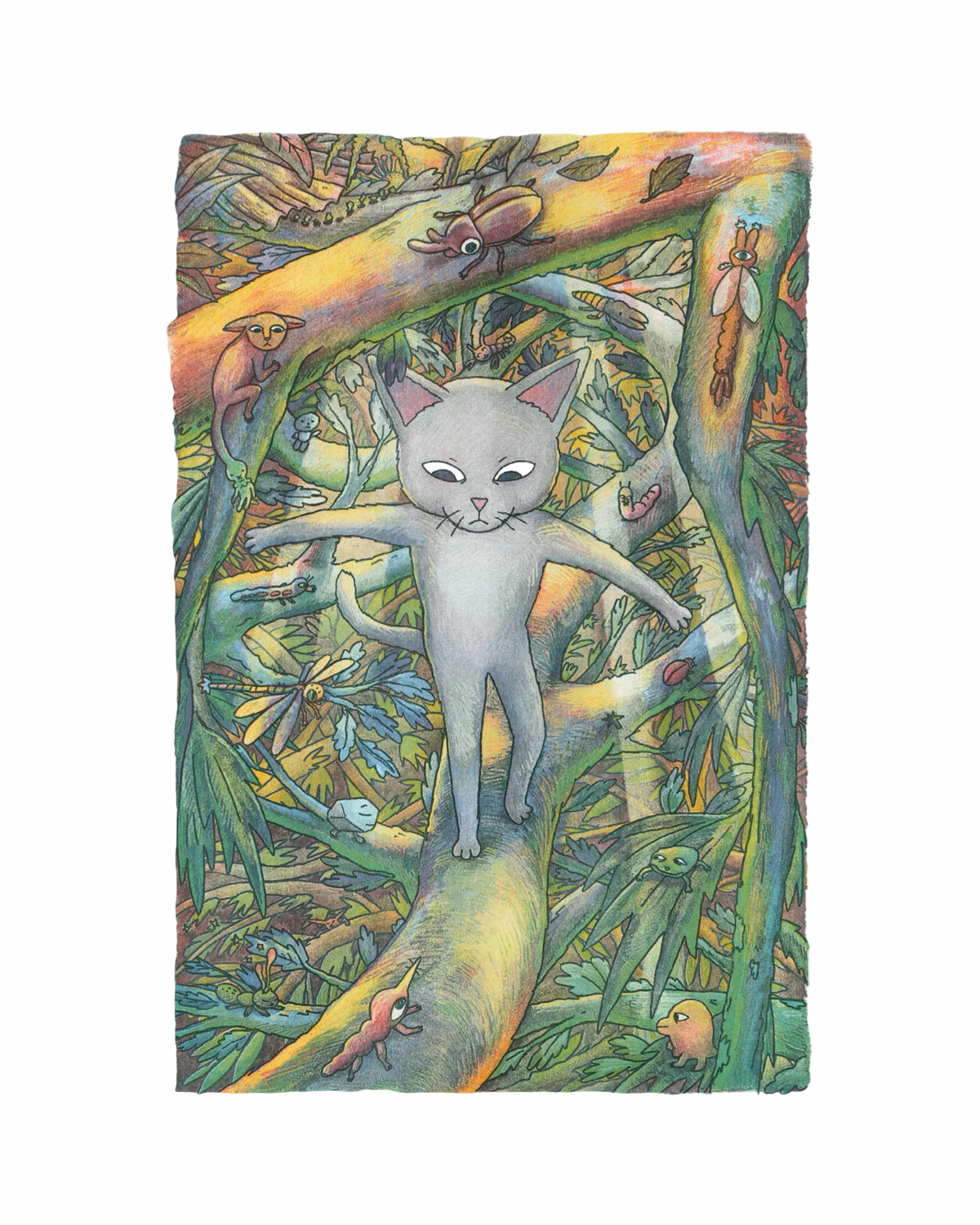 Cat Forest A3 Risograph Print