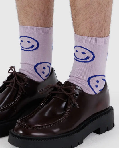 Dusty Pink Happy Crew Socks