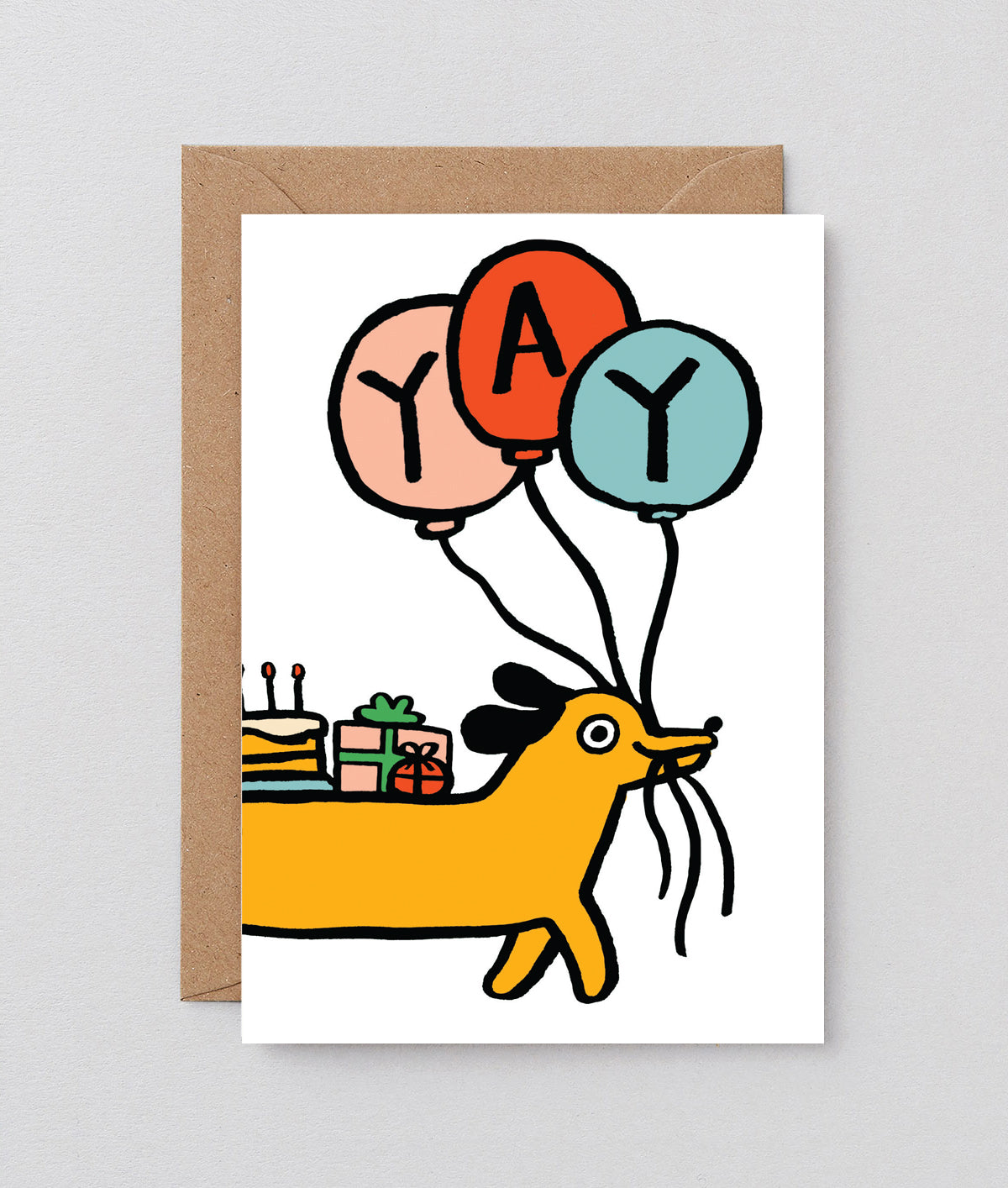 YAY Sausage Dog Greetings Card