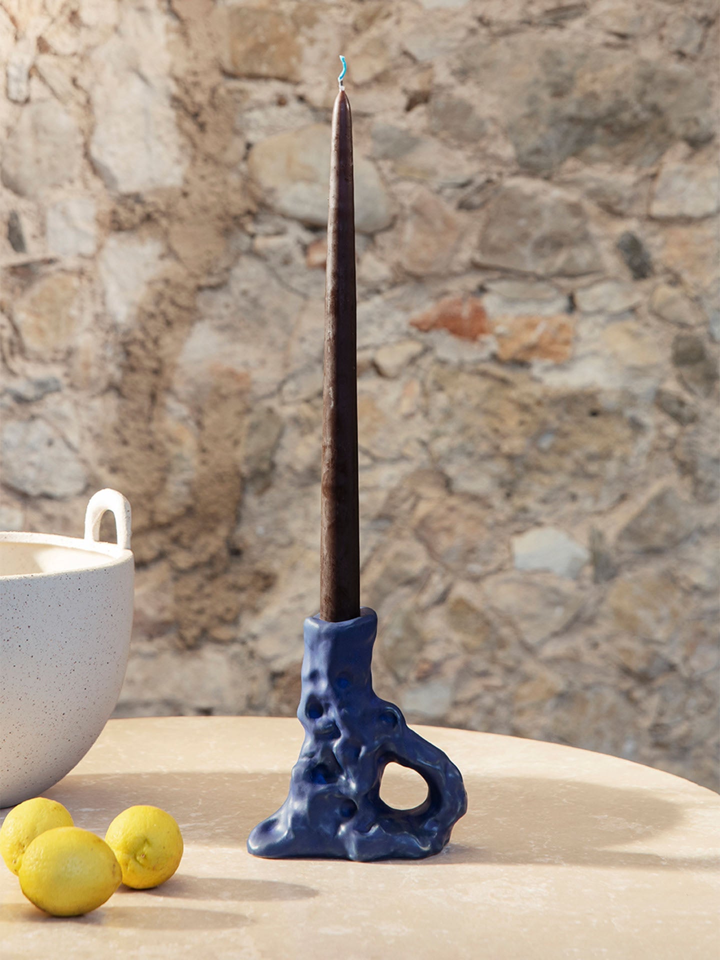 Dito Single Candle Holder - Bright Blue