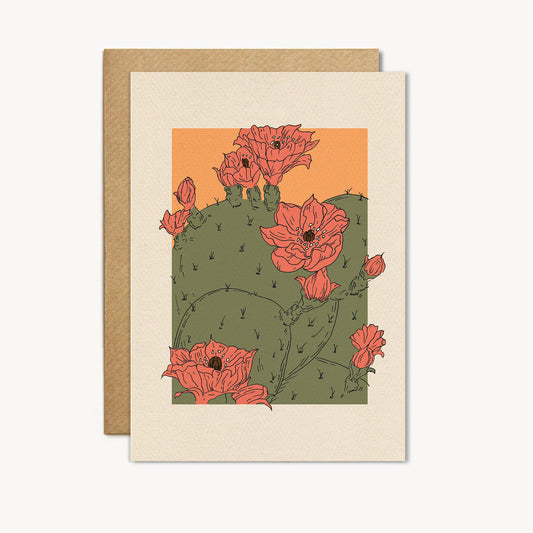 Cactus Flower Drawing Plain Greetings Card