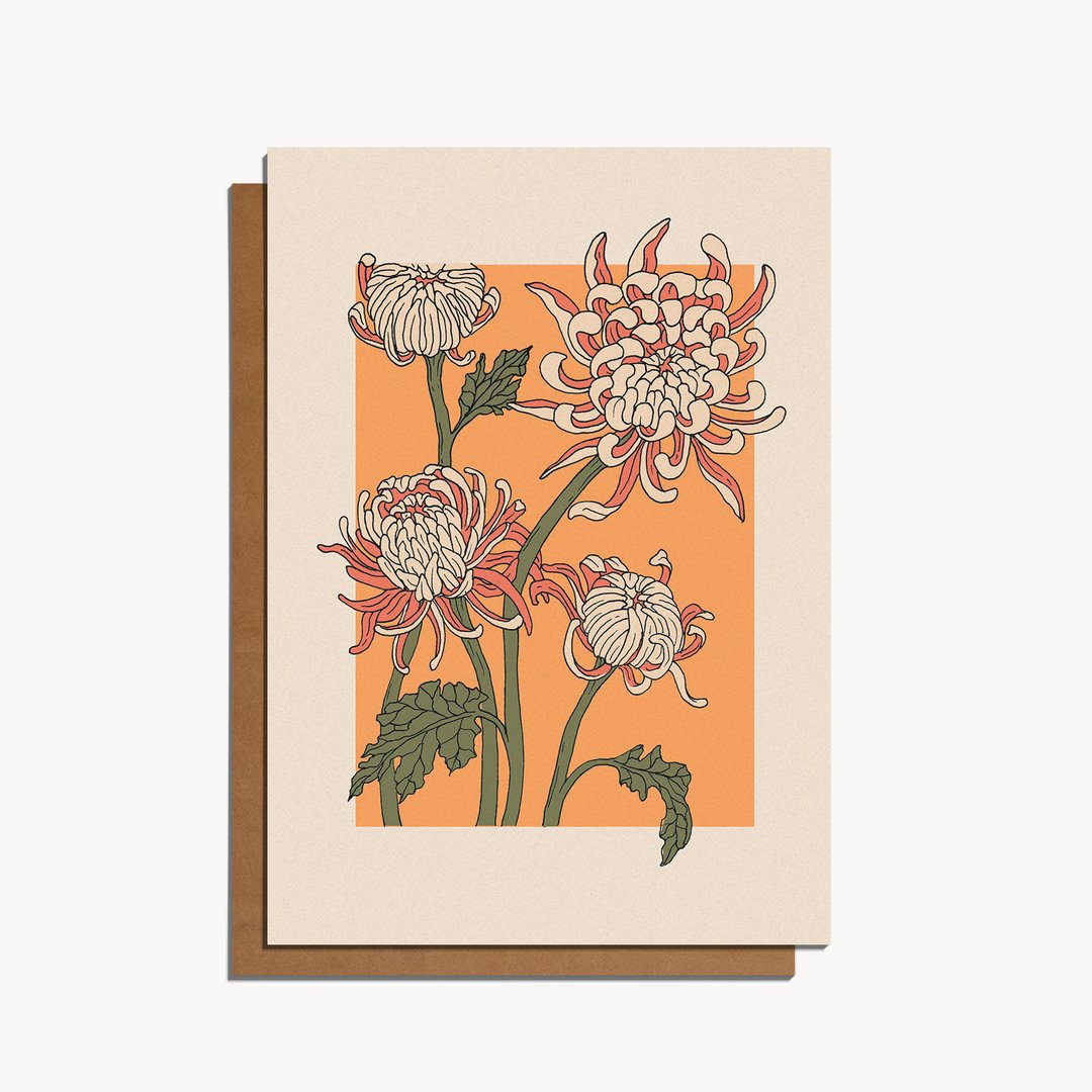 Floral Hand-Drawn Plain Greetings Card