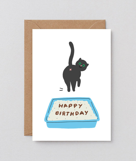Birthday Cat Poop Greetings Card