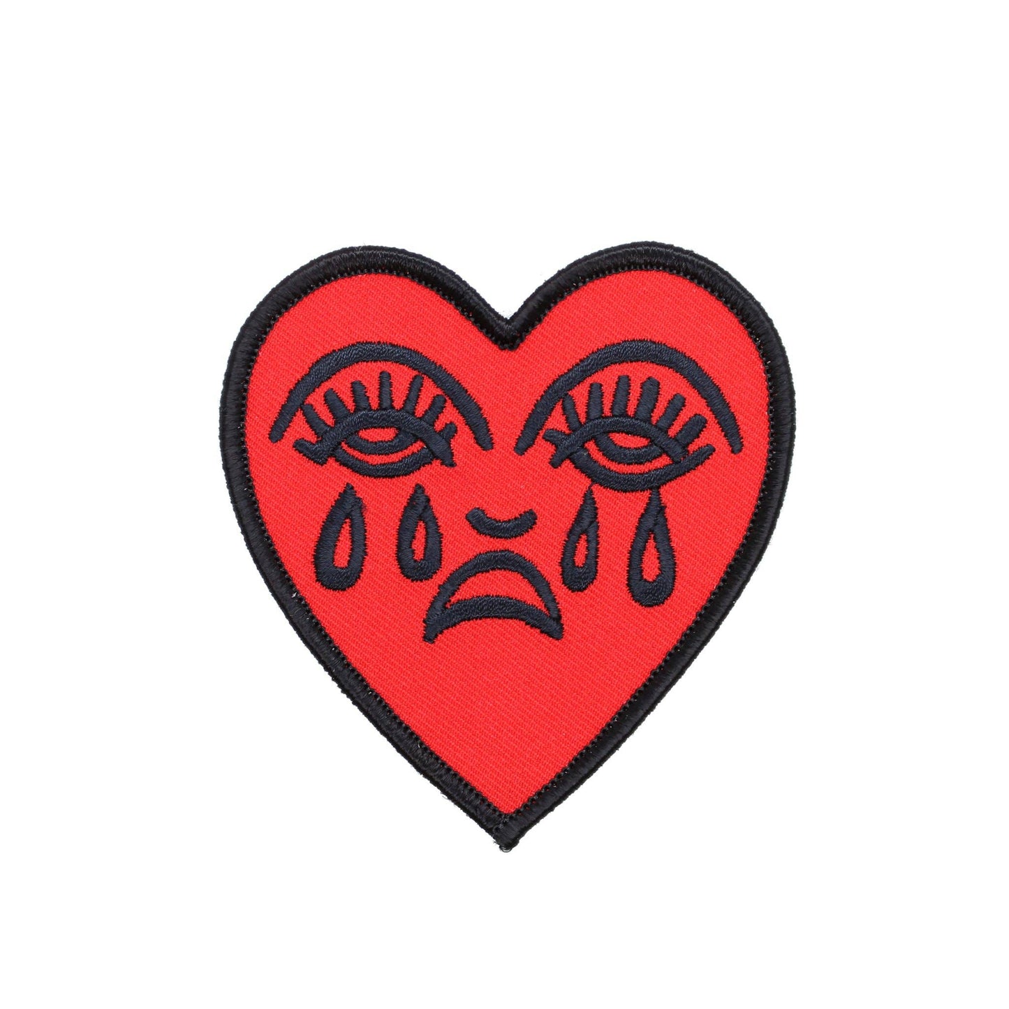 Crying Heart Embroidered Patch - Red