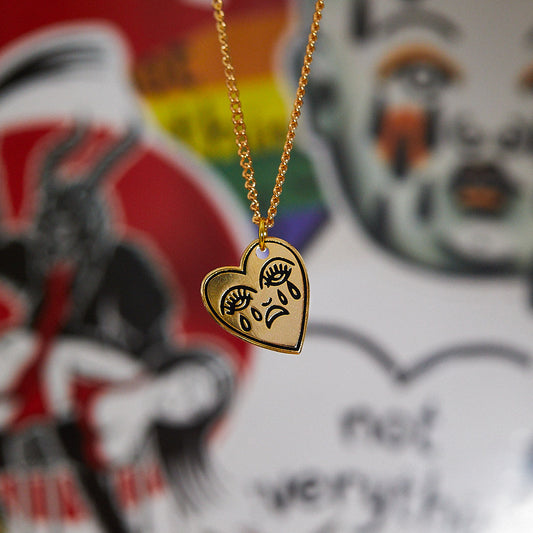 Crying Heart Necklace - Gold